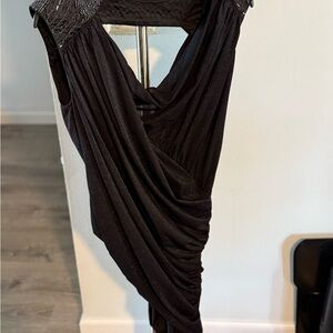 fab'rik Black Asymmetrical Draped Dress
